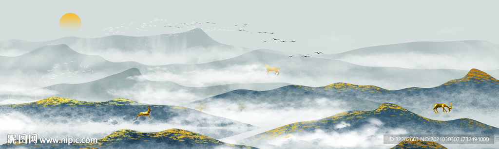 中式新装饰床头画 TIF分层