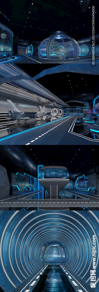 炫酷科技展厅max模型 效果图