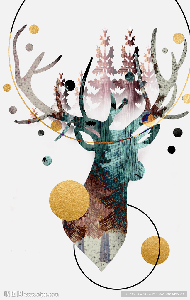 几何麋鹿装饰画