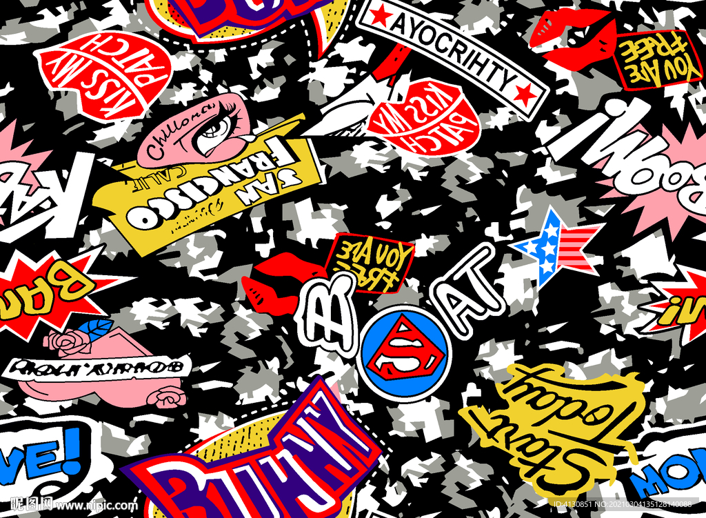 大牌 数码印花 面料设计 字母