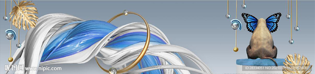 抽象大象斑马纹立体几何床头画