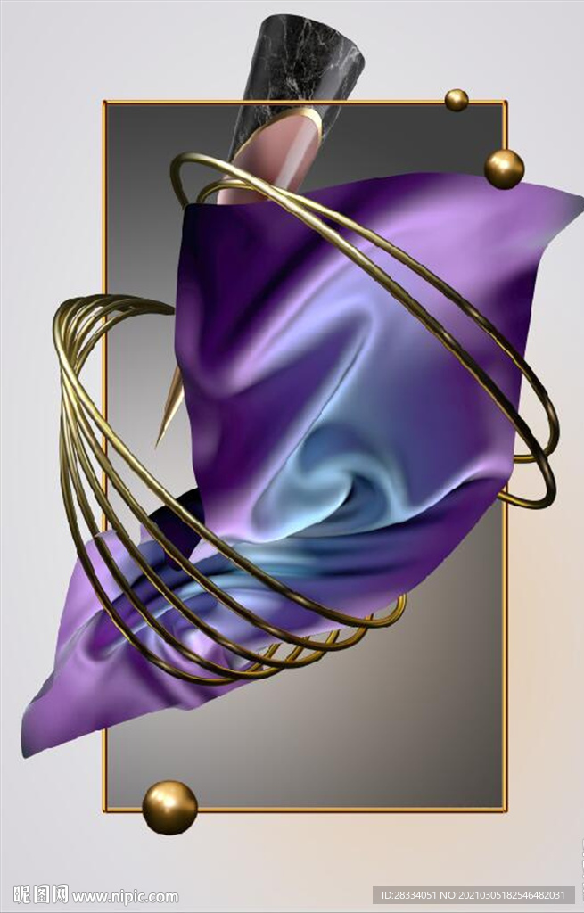 晶瓷抽象丝绸立体几何装饰画