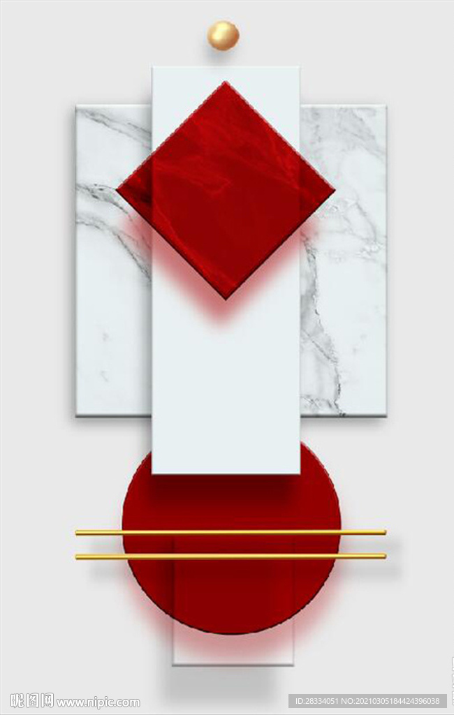 现代北欧风抽象立体几何装饰画