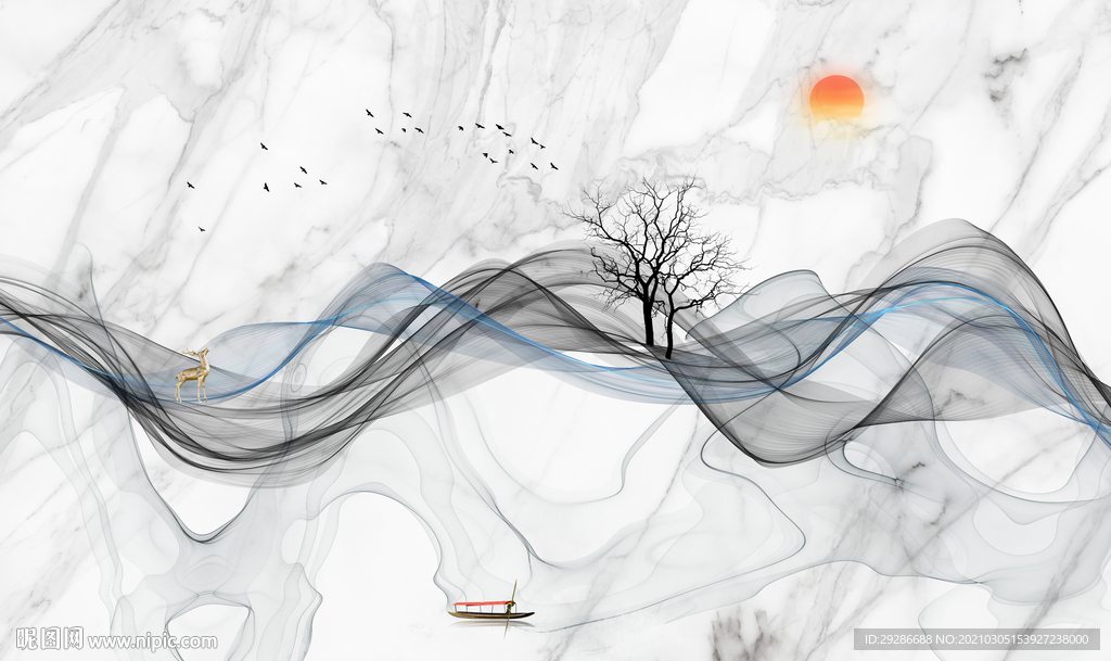 现代电视背景画