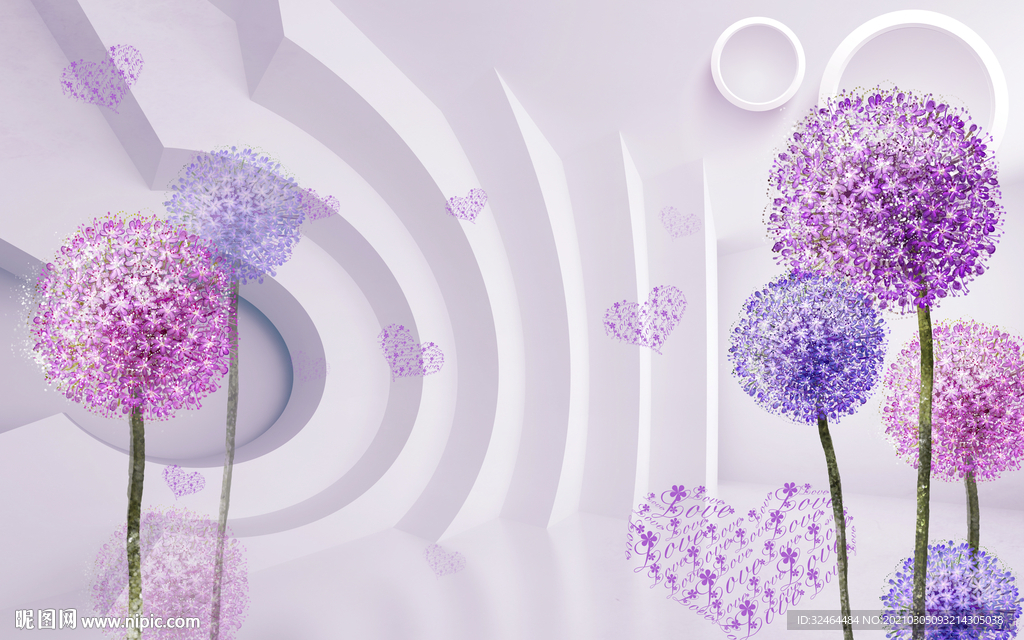 蒲公英电视背景墙