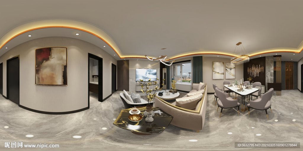 轻奢客厅全景图