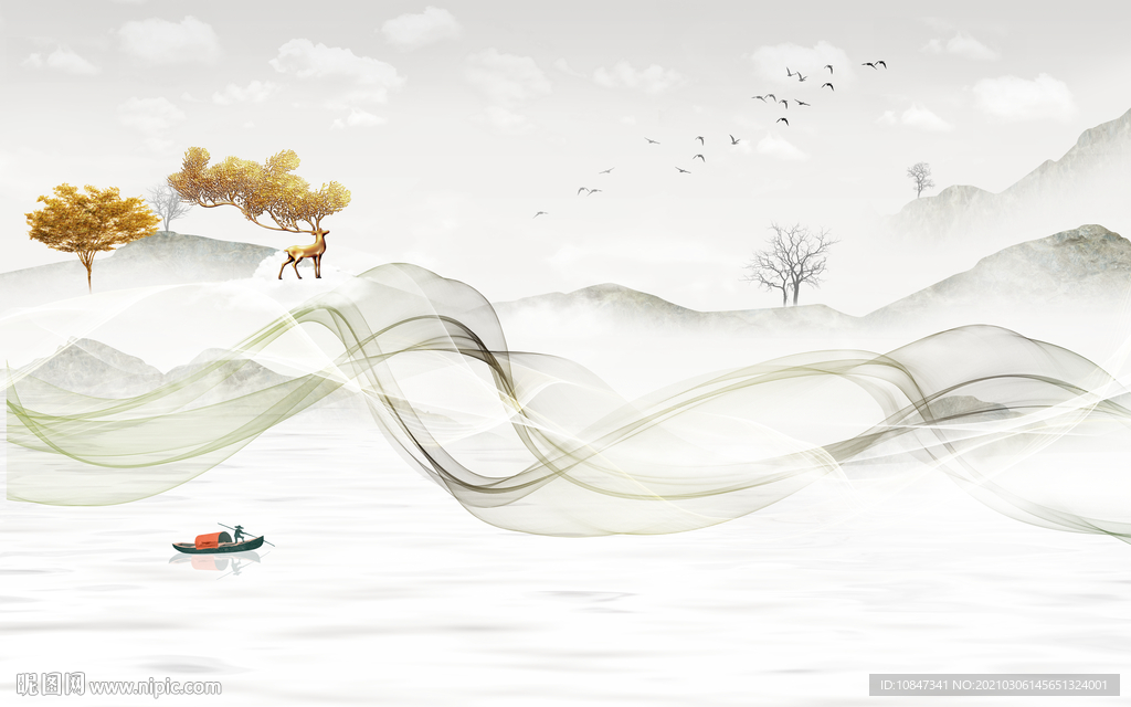 最新山水客厅画 TIF分层