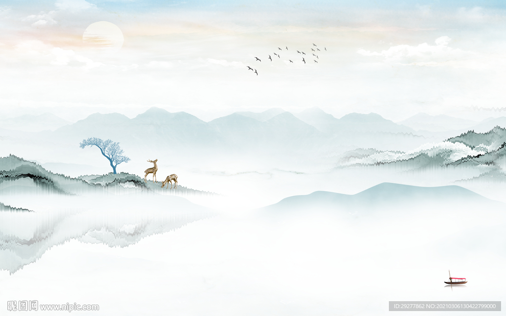 中国风意境新山水画 TIF分层