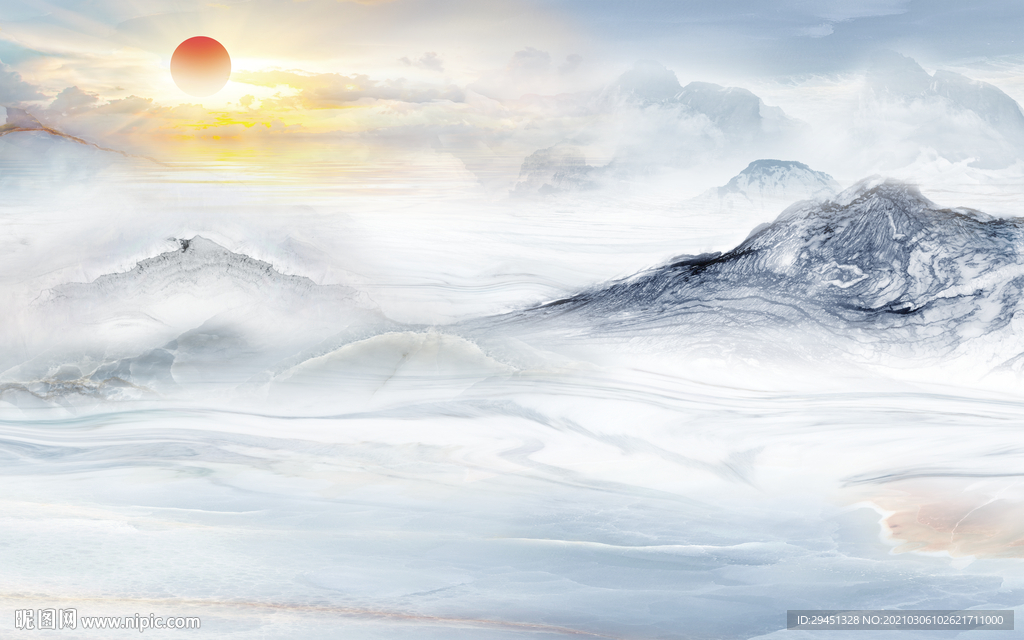 石纹意境客厅山水 tif分层