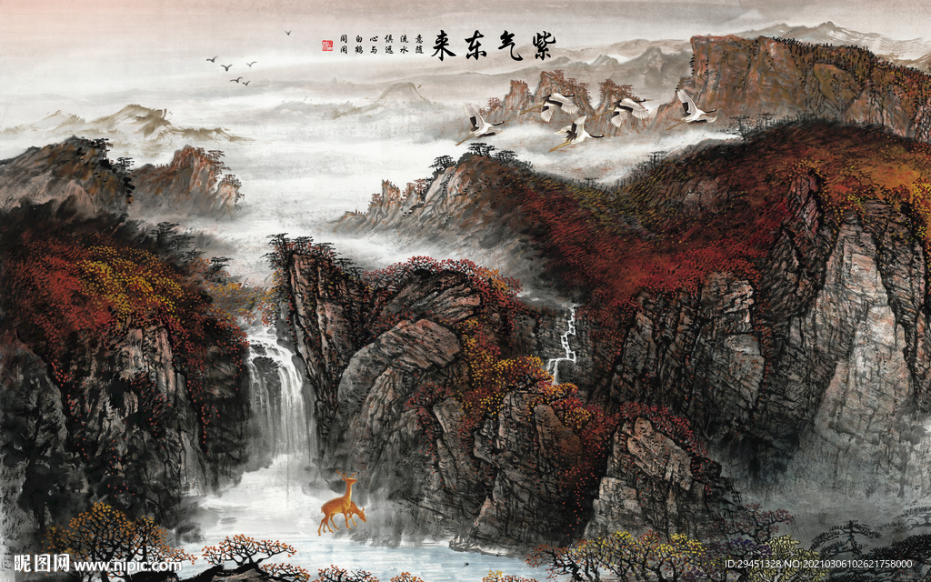 高清 意境客厅山水 tif分层