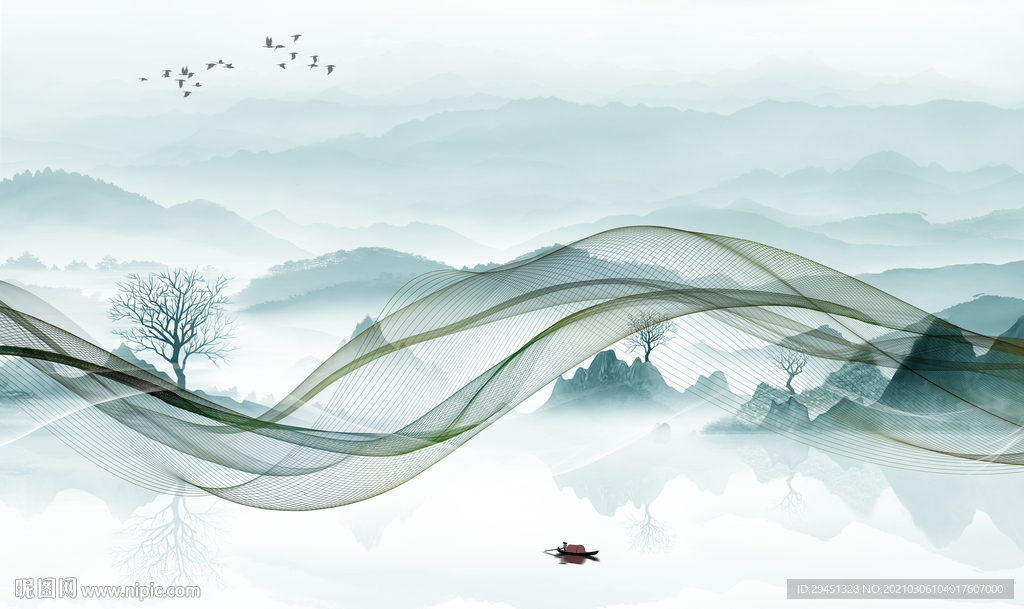 大气意境客厅山水 tif分层