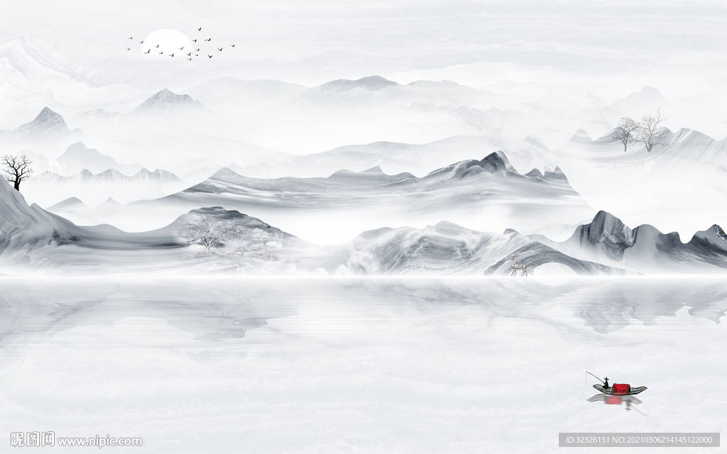 现代 简约山水画 TIF分层