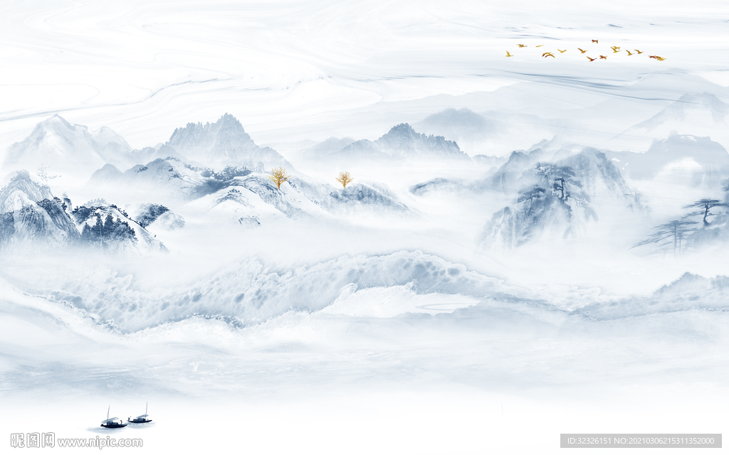 高清 简约山水画 TIF分层