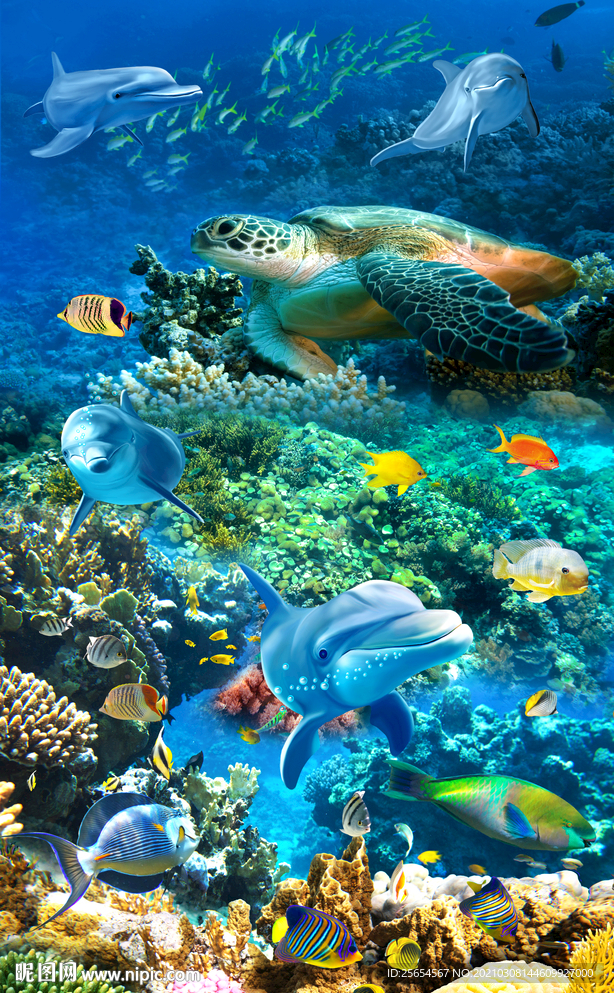 海底世界海藻3D地板地画