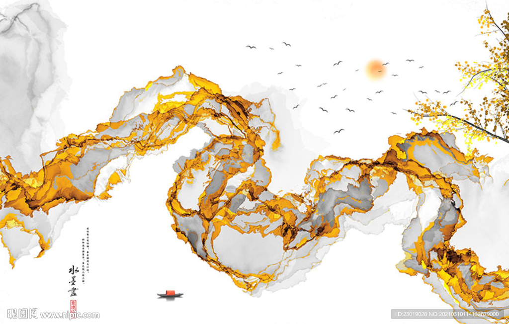 新中式水墨山水画