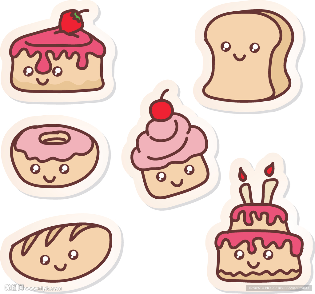 卡通面包点心蛋糕插画