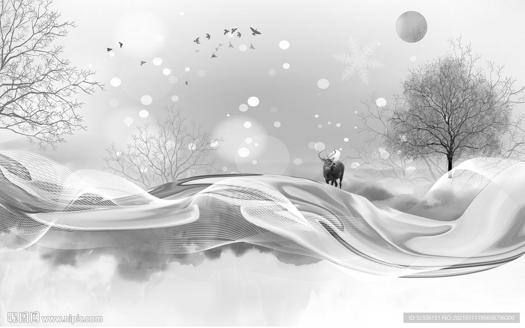 极简新山水高雅画 TIF分层