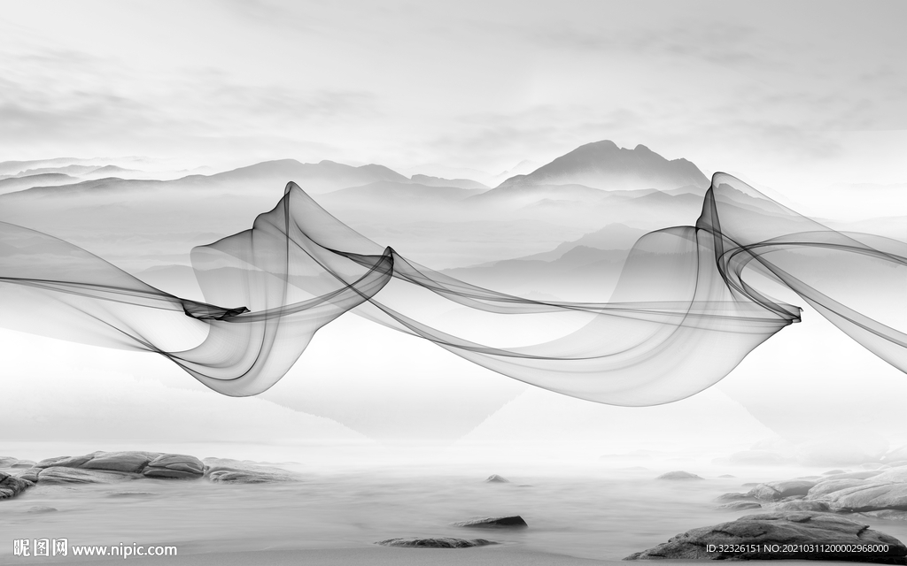 背景墙新山水高雅画 TIF分层