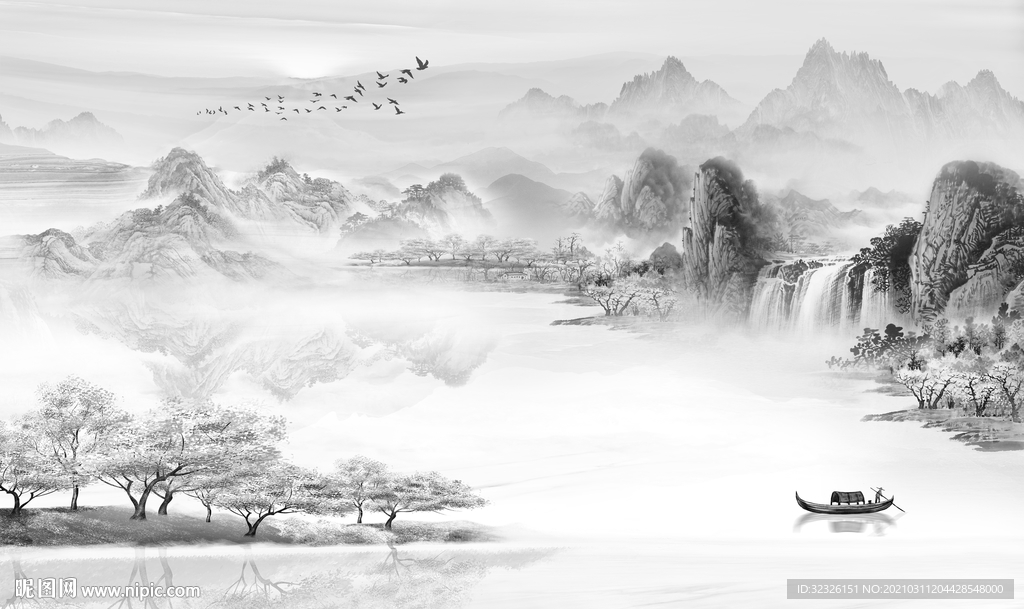 客厅新山水高档画 TIF分层