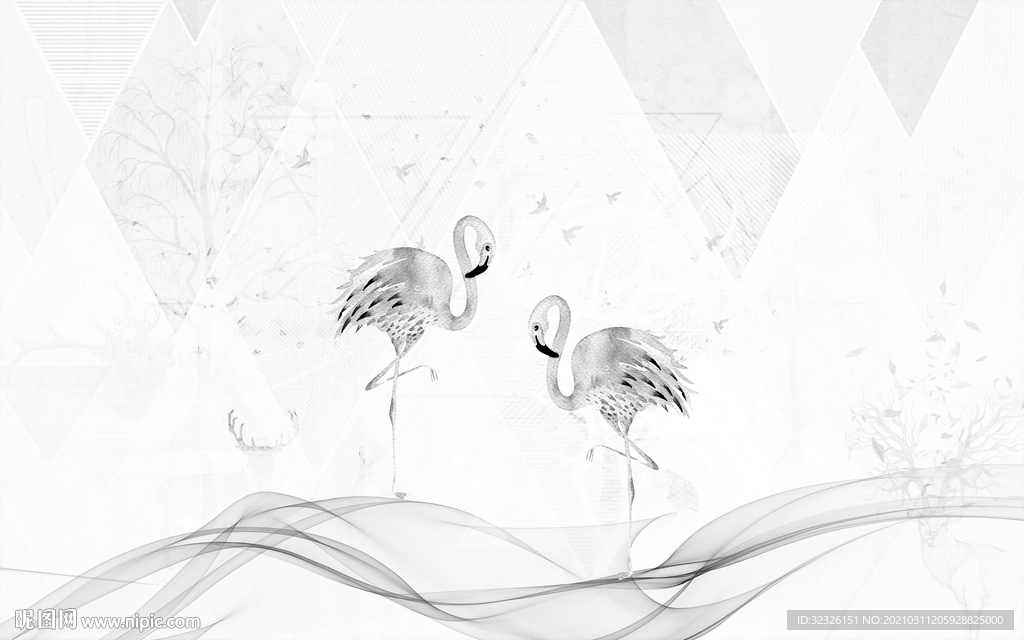 欧式灰色无框画 TIF分层