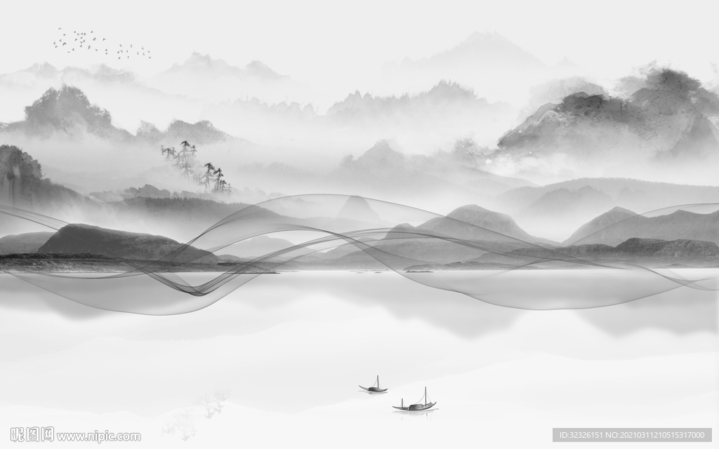 别墅新山水高档画 TIF分层