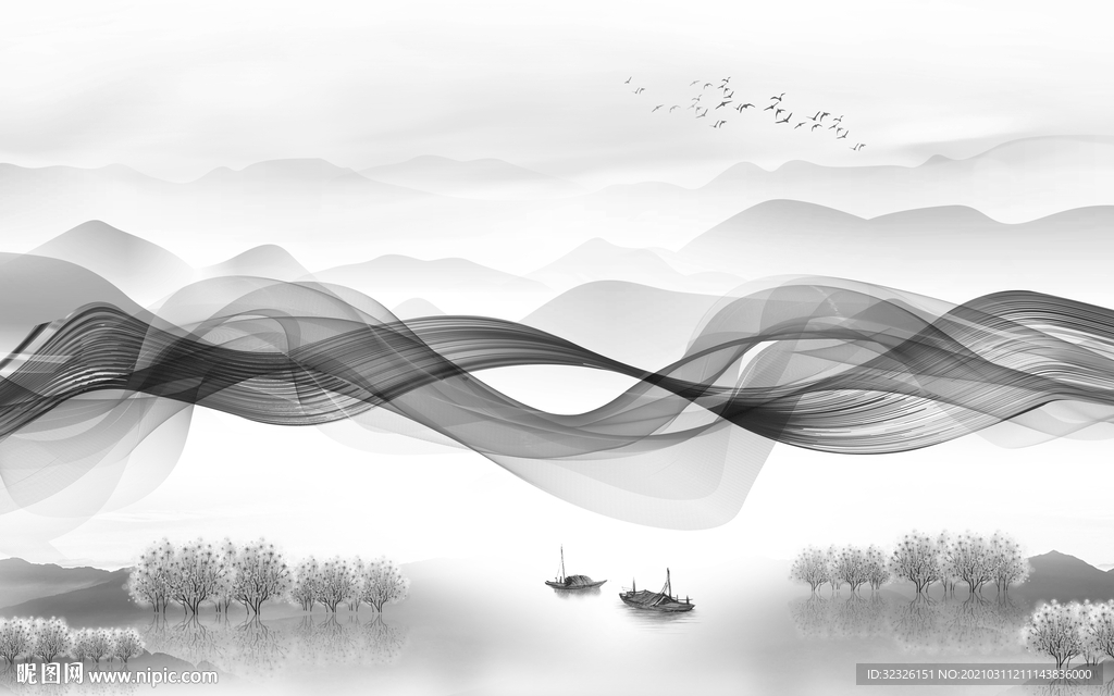 最新山水高档画 TIF分层