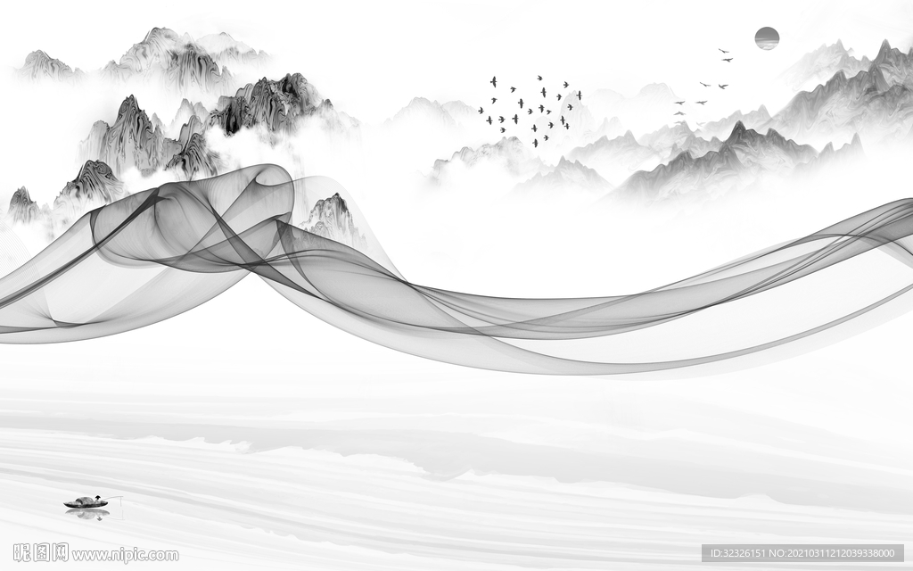 中国风新山水高档画 TIF分层