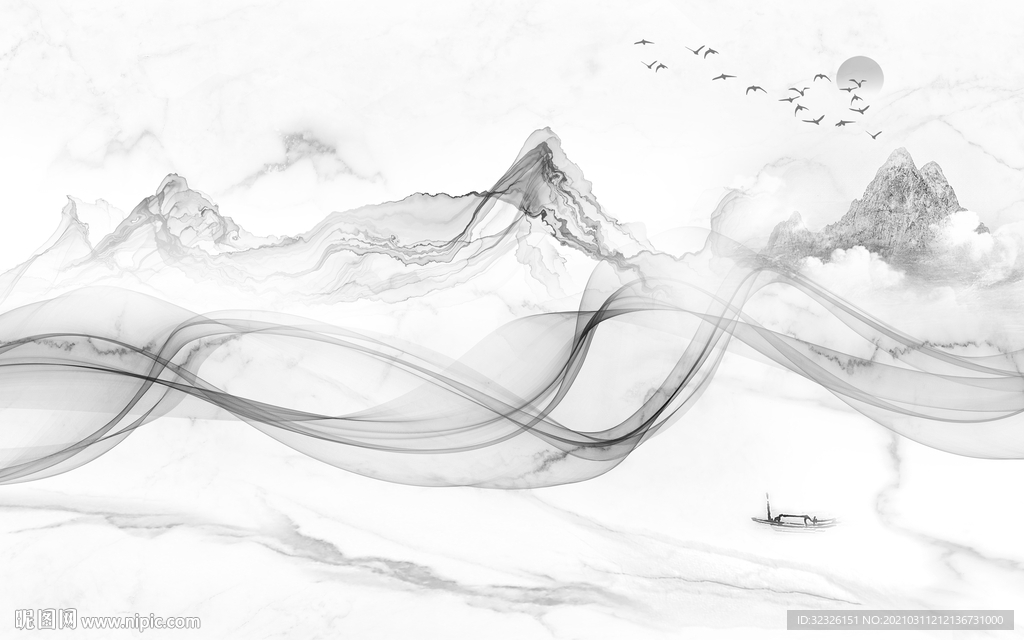 现代新山水高档画 TIF分层