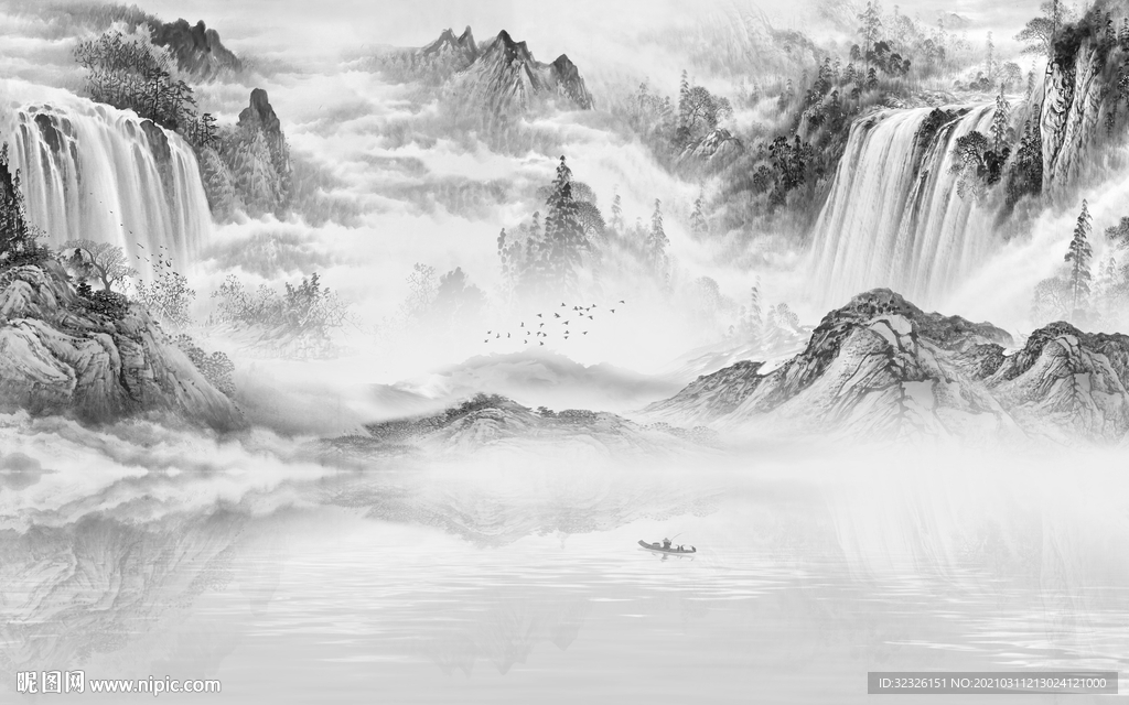 国画新山水高档画 TIF分层