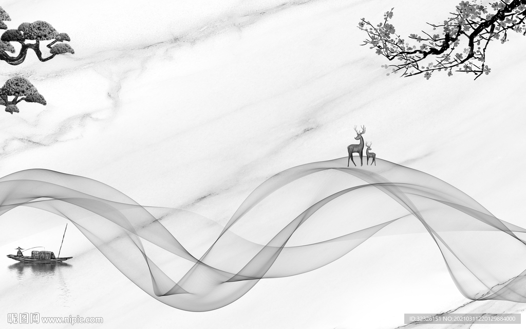 新款新山水中式画 TIF分层