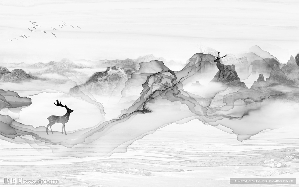 高档新山水中式画 TIF分层