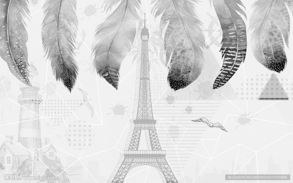 欧式灰色装饰画 TIF分层