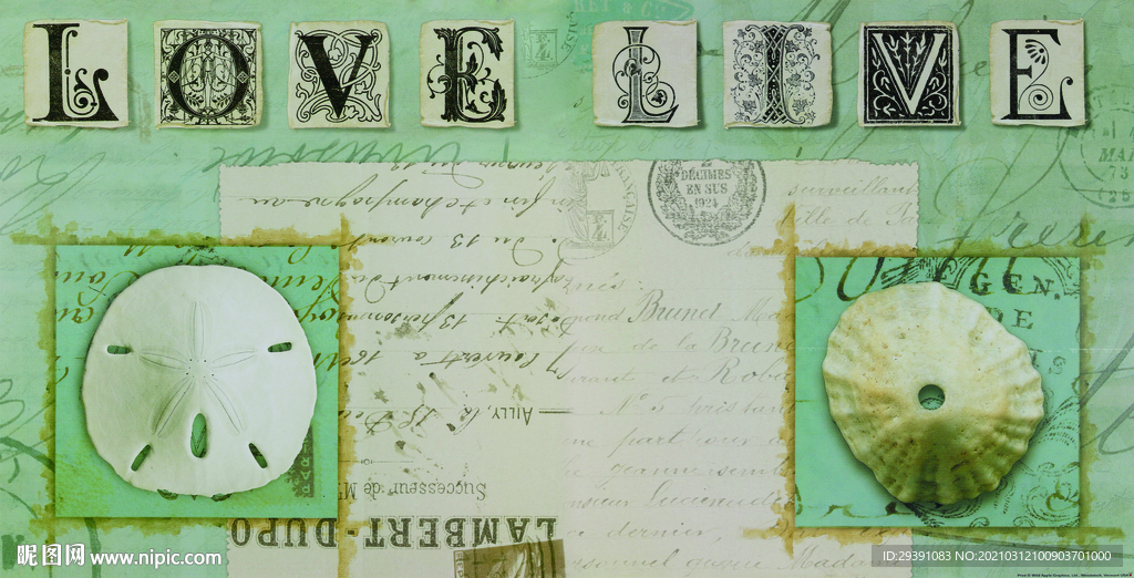 贝壳装饰画背景墙图片