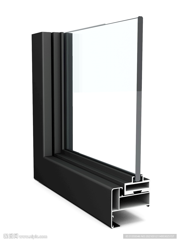 极窄-极简平开门3D组角渲染图