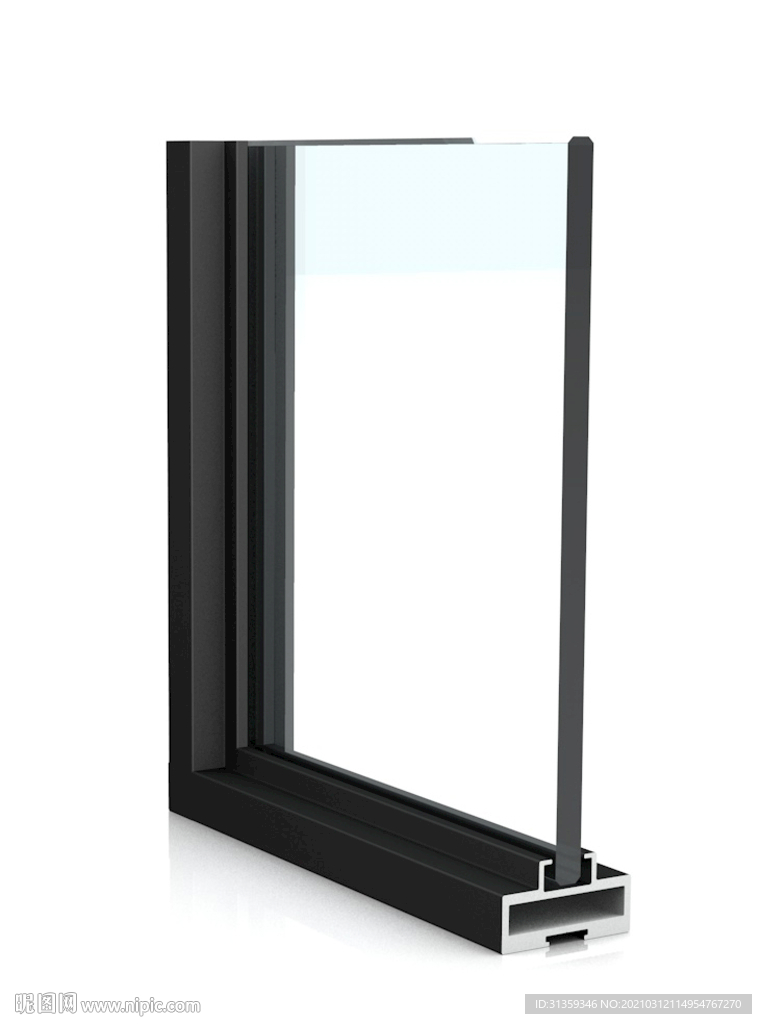 极窄-极简平开门3D组角渲染图