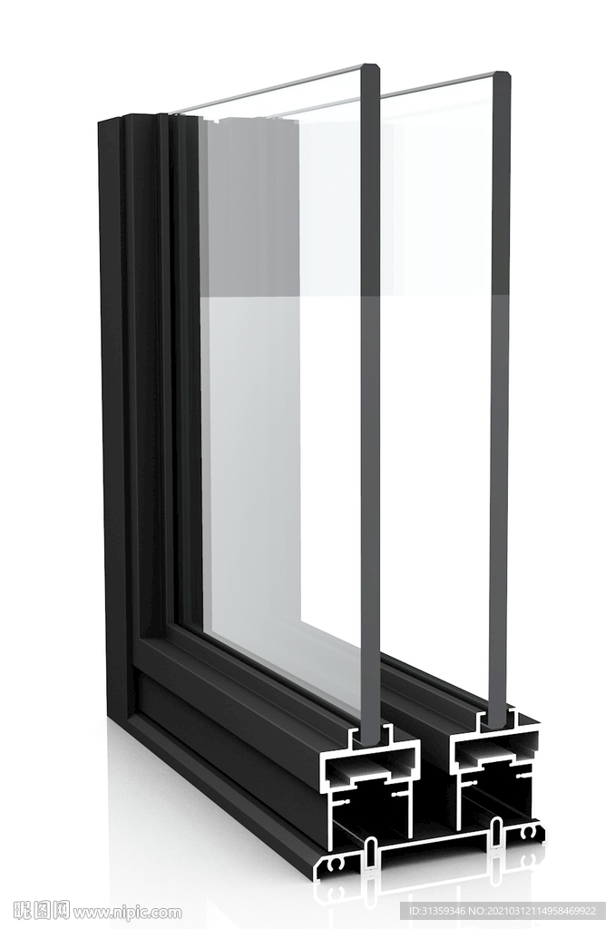 极窄-极简推拉门3D组角渲染图