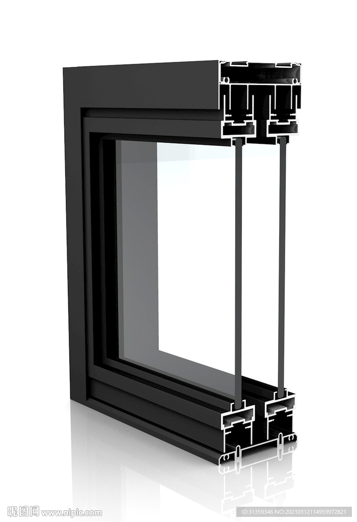 极窄-极简推拉门3D组角渲染图