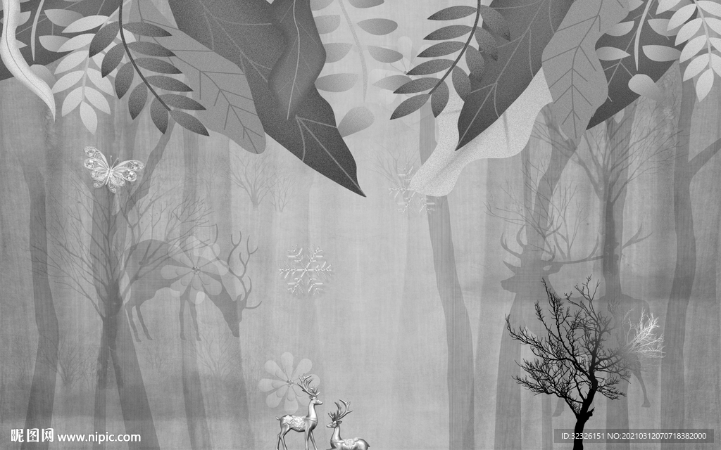 新品灰色装饰画 TIF分层