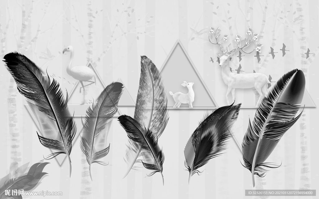 简约灰色装饰画 TIF分层