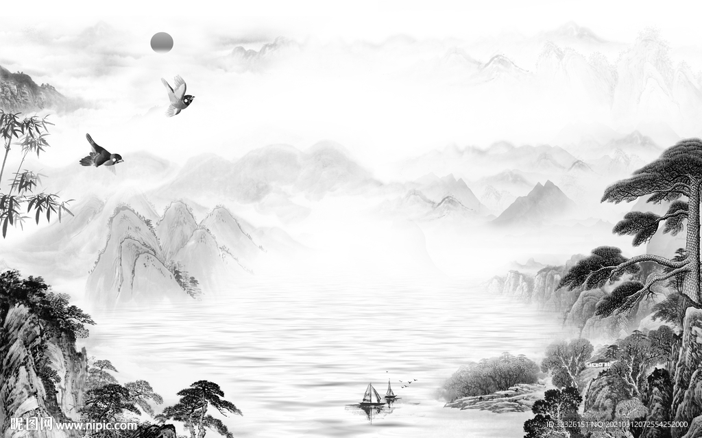 国画新山水意境画 TIF分层