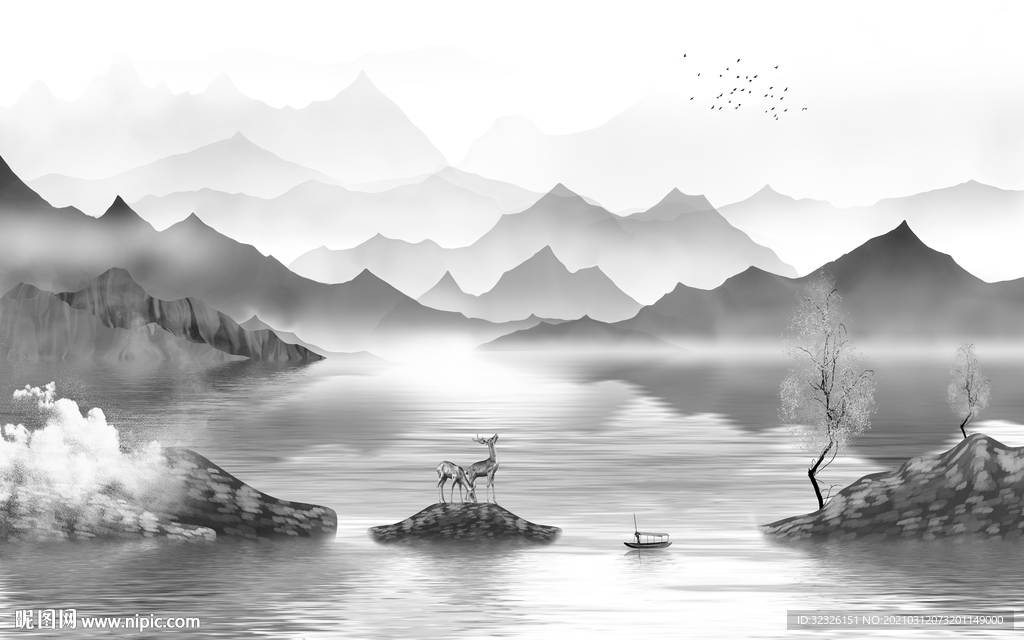 别墅灰色新山水画 TIF分层