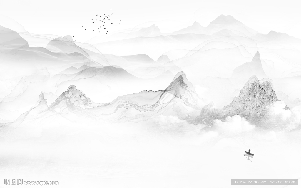 新款灰色新山水画 TIF分层