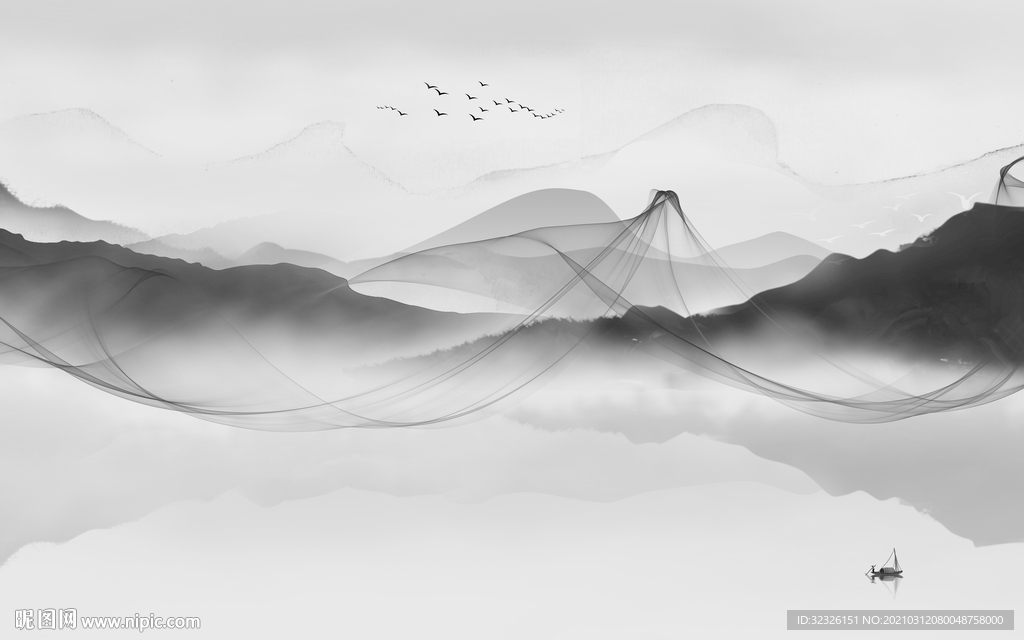 意境灰色新山水画 TIF分层
