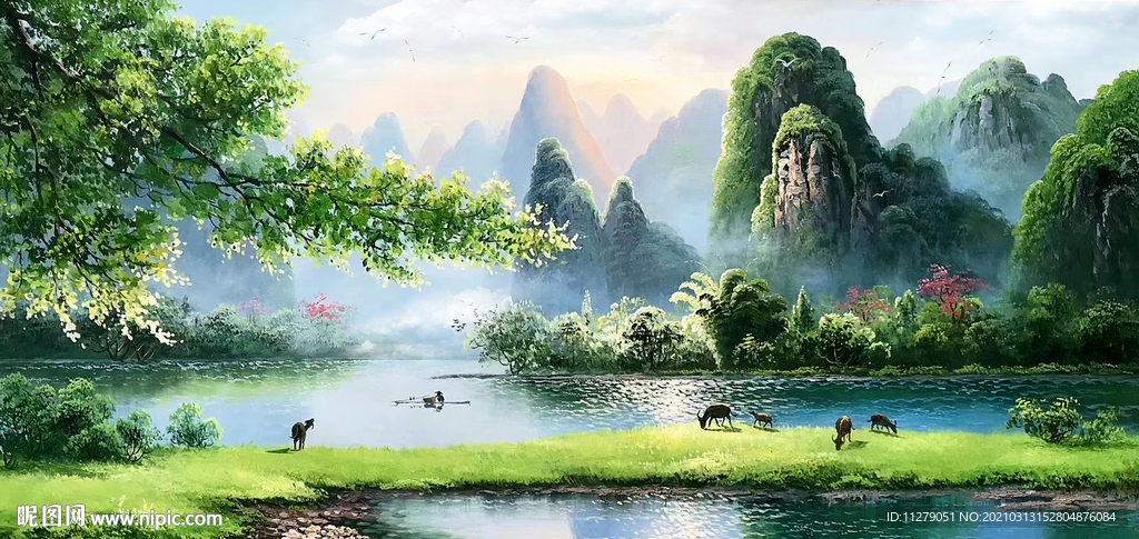 桂林漓江山水画