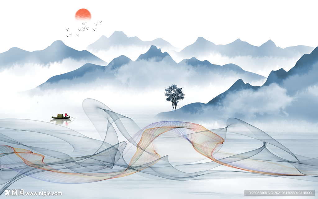 最新新山水意境画 tif分层