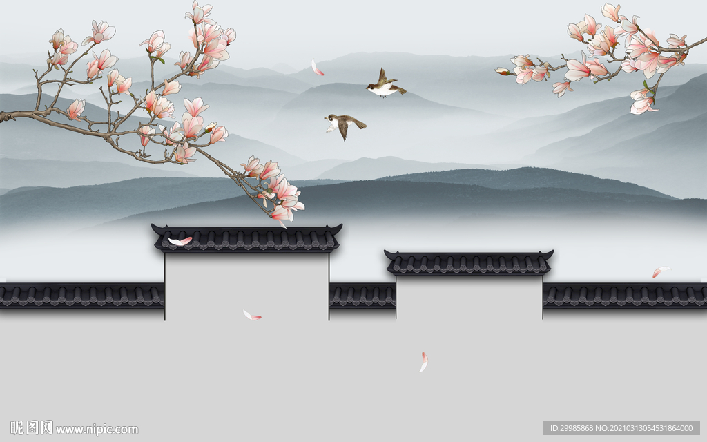 水墨新山水意境画 tif分层