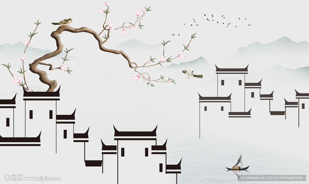 徽派新山水意境画 tif分层