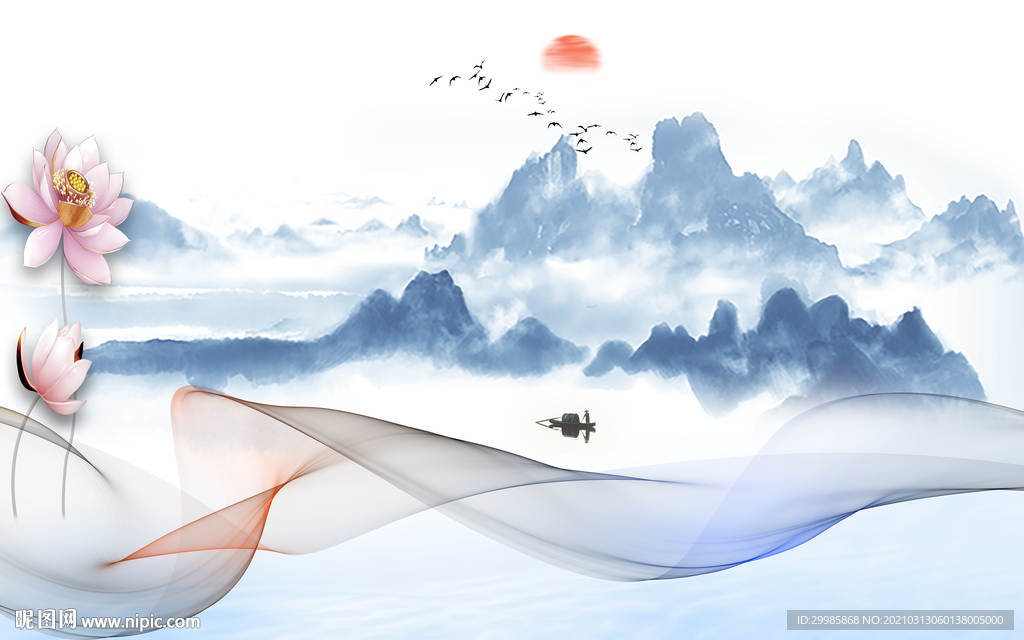 高档 新山水意境画 tif分层