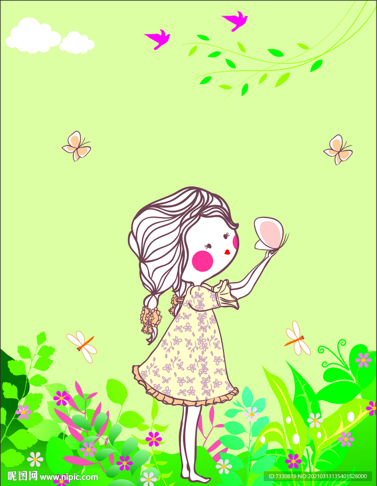 春天来了 春意 插画