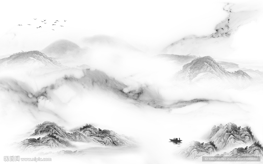 中式 山水画新款画 TIF分层